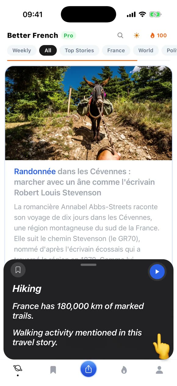 Better French Context: tap a word in a French story to see what it means and the cultural note behind it