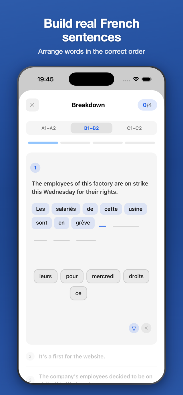Better French Breakdown feature for understanding French mail vocabulary